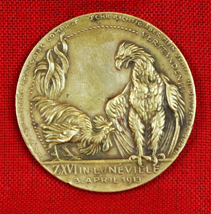 Imperial German Bronze Zeppelin Forced Landing Medal 50mm With Symbolic Cockeral & Eagle