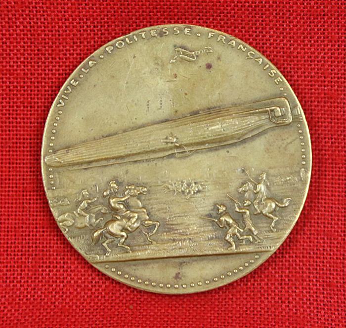 Imperial German Bronze Zeppelin Forced Landing Medal 50mm With Symbolic Cockeral & Eagle