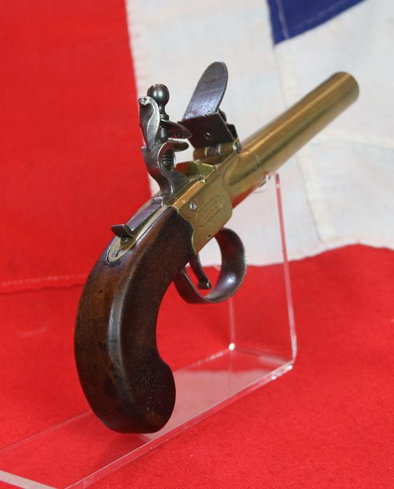 A Most Beautiful All Brass Large Boxlock King George IIIrd Napoleonic Wars Flintlock Pistol. By Master Gunsmith Philip Bond of London