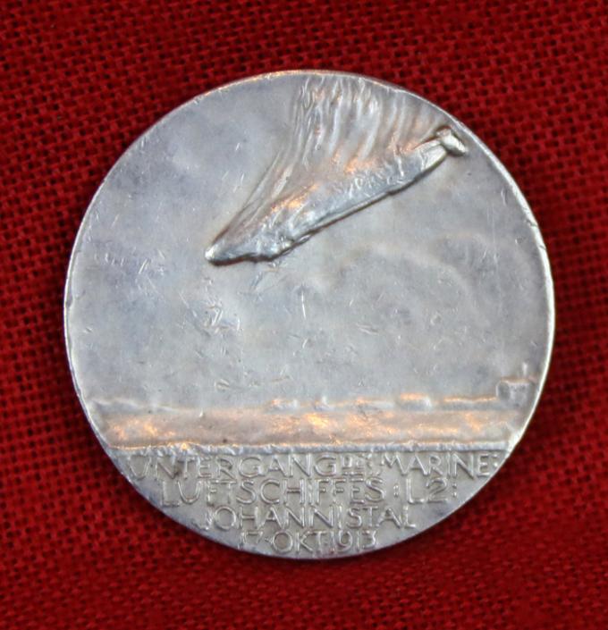 A Very Rare, Original, 1913, Silver Medal Of The Crash of Imperial German Naval Airship L2 in Johannisthal