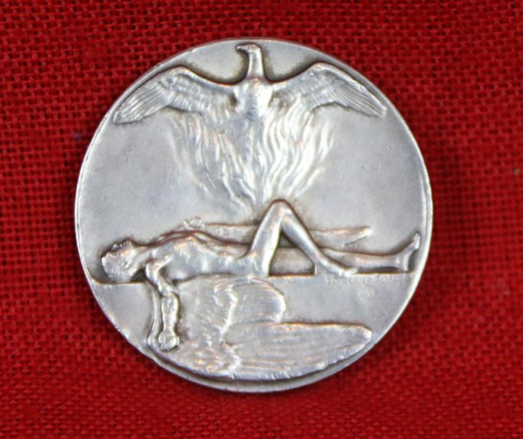 A Very Rare, Original, 1913, Silver Medal Of The Crash of Imperial German Naval Airship L2 in Johannisthal