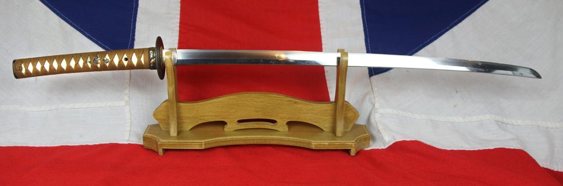 A Superb 500 Year Old Koto Era Muramachi Period Katana With Clan Mon Of The Atagi Clan of Naval Samurai. Silver Habaki Engraved with the Atagi Crest Mon