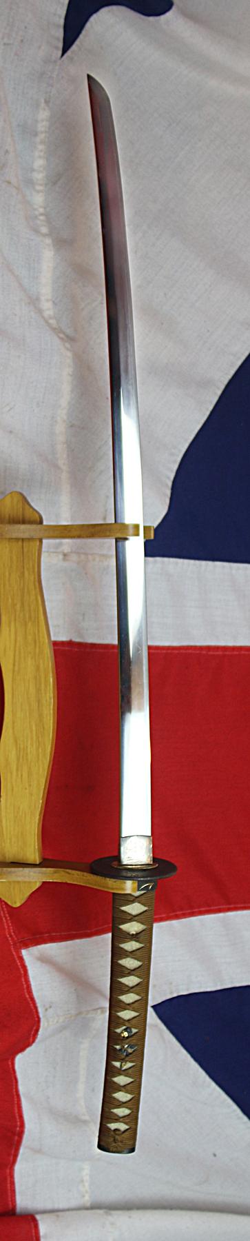 A Superb 500 Year Old Koto Era Muramachi Period Katana With Clan Mon Of The Atagi Clan of Naval Samurai. Silver Habaki Engraved with the Atagi Crest Mon