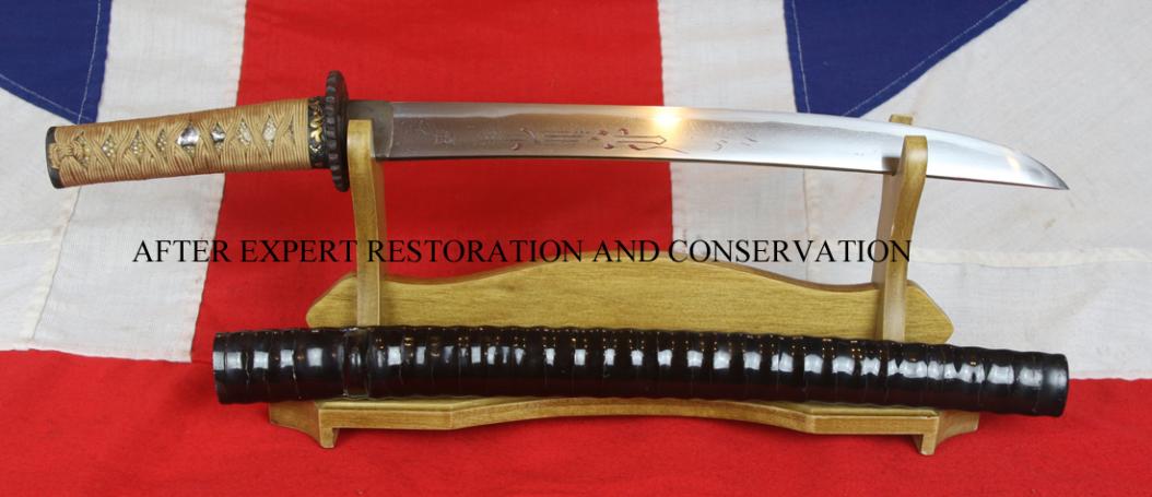 A Stunning Shinto Period O-Tanto Signed Sukemune, Around 400 Years old. Now Fully Museum Grade Restored By Our World Class Artisans Shown For Sale Now As A Representation of the Skill of Our Artisans.