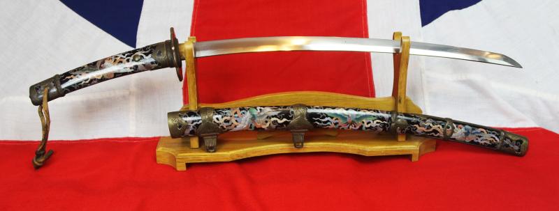 A Stunning True Art Sword. A Spectacular & Immensely. Beautiful Museum Grade Cloisonne Enamel Samurai's Suzaku Phoenix Tachi With A Signed Shinto Blade By Bizen Kuniyoshi. Bearing the Paulownia Mon of the Imperial Court