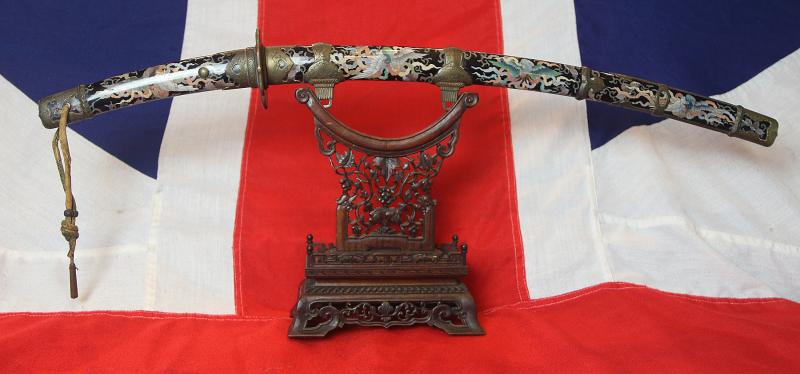 A Stunning True Art Sword. A Spectacular & Immensely. Beautiful Museum Grade Cloisonne Enamel Samurai's Suzaku Phoenix Tachi With A Signed Shinto Blade By Bizen Kuniyoshi. Bearing the Paulownia Mon of the Imperial Court