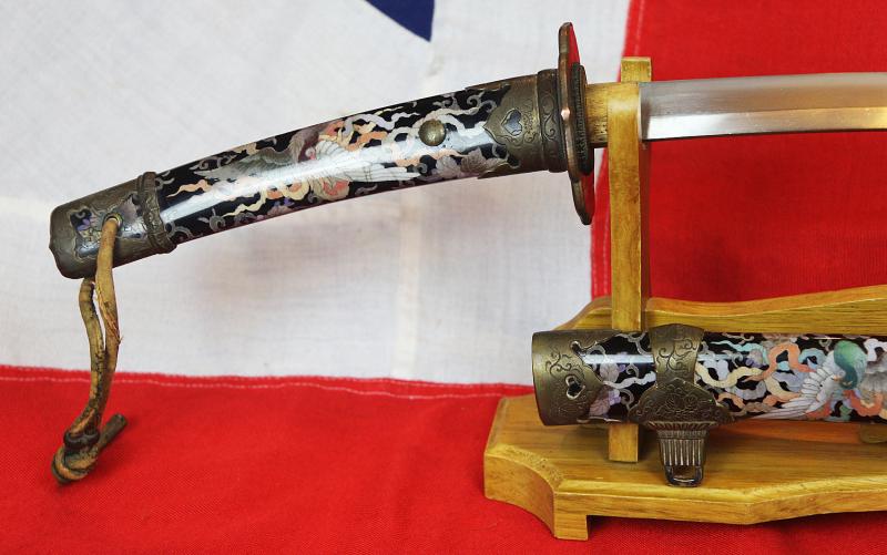 A Stunning True Art Sword. A Spectacular & Immensely. Beautiful Museum Grade Cloisonne Enamel Samurai's Suzaku Phoenix Tachi With A Signed Shinto Blade By Bizen Kuniyoshi. Bearing the Paulownia Mon of the Imperial Court