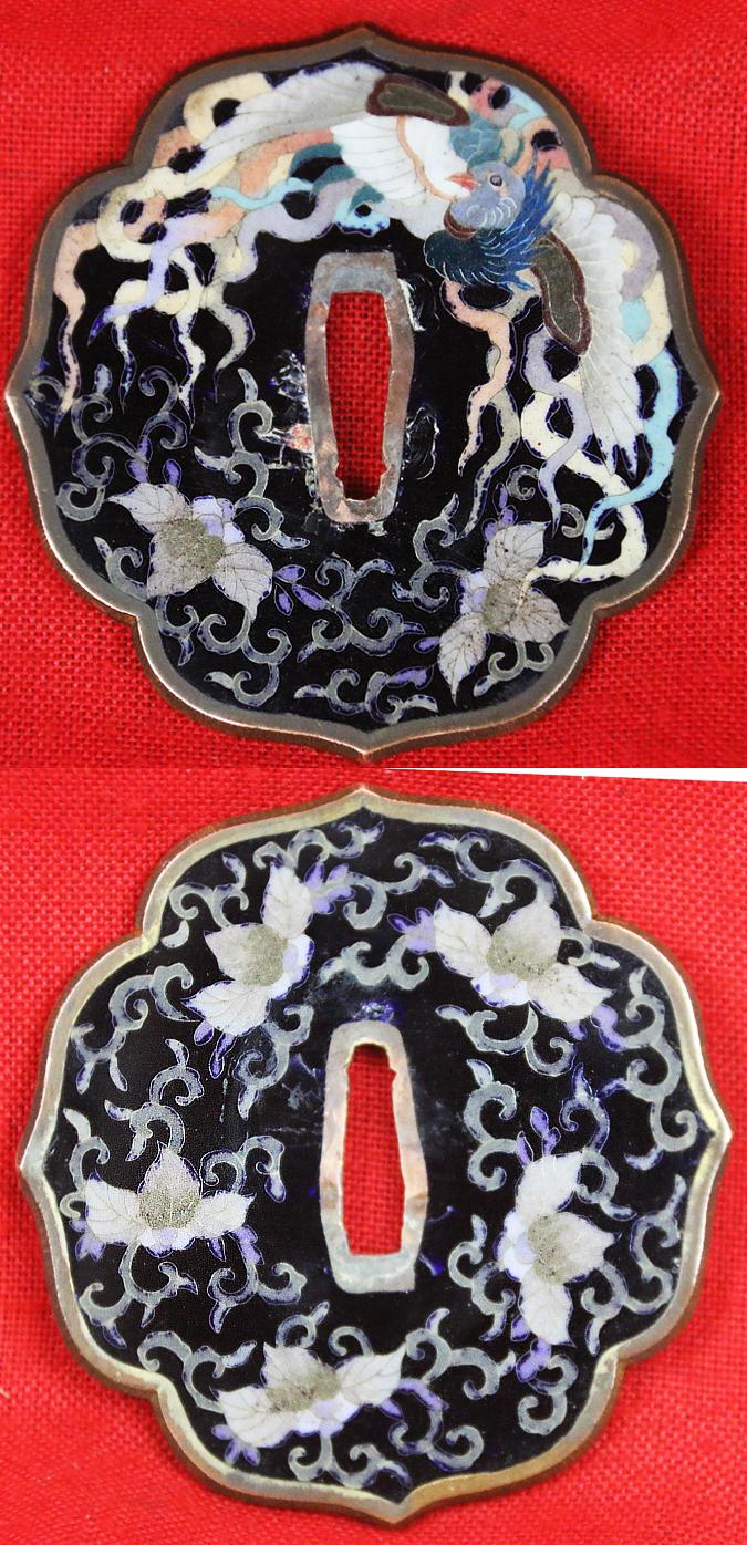 A Stunning True Art Sword. A Spectacular & Immensely. Beautiful Museum Grade Cloisonne Enamel Samurai's Suzaku Phoenix Tachi With A Signed Shinto Blade By Bizen Kuniyoshi. Bearing the Paulownia Mon of the Imperial Court