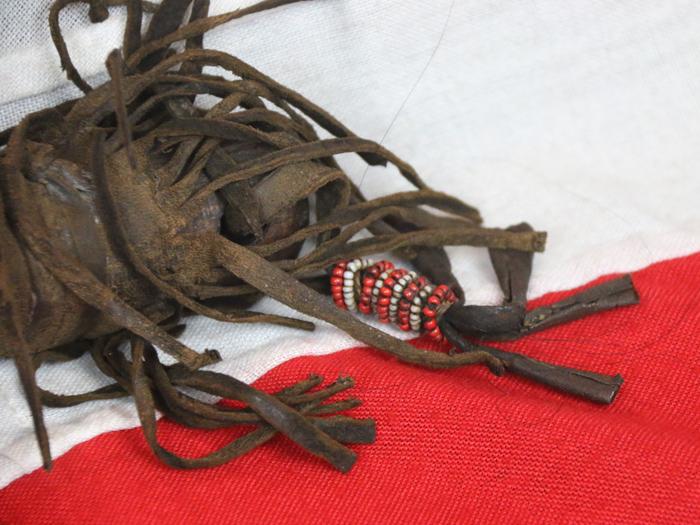 Native American Plains Indian Stone War-Club Hunting-Maul, Wood Handle Raw Hide Bound