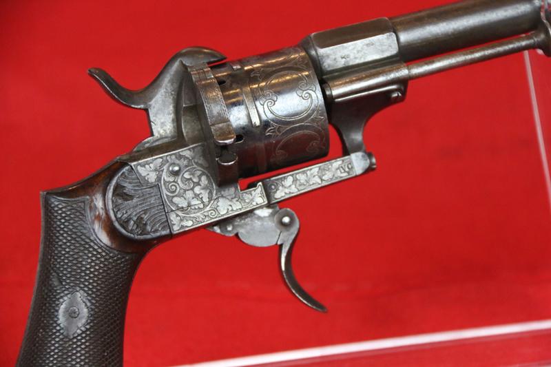 A Very Fine Deluxe Quality 9mm Pinfire Revolver With 'New York' Engraving. One Of The Most Handsome Examples of The Earliest Antique Cartridge Revolver’s We Have Ever Seen