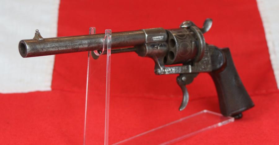 A Very Fine Deluxe Quality 9mm Pinfire Revolver With 'New York' Engraving. One Of The Most Handsome Examples of The Earliest Antique Cartridge Revolver’s We Have Ever Seen