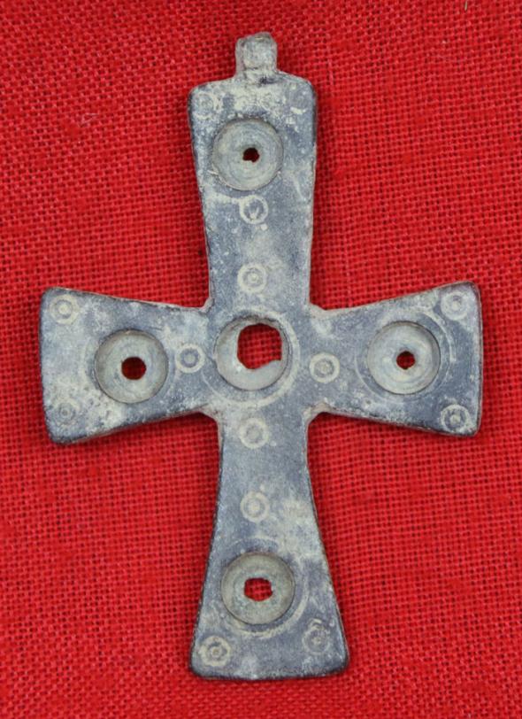 A Fabulous, Most Rare & Exceptionally Large, Imperial Roman Byzantine Empire, Original, Incised & Pierced Pectoral Stigmata Cross 4th to 10th Century AD from Jerusalem. Used from the Time of Emperor Constantine to the Earliest Crusades.