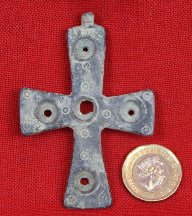 A Fabulous, Most Rare & Exceptionally Large, Imperial Roman Byzantine Empire, Original, Incised & Pierced Pectoral Stigmata Cross 4th to 10th Century AD from Jerusalem. Used from the Time of Emperor Constantine to the Earliest Crusades.