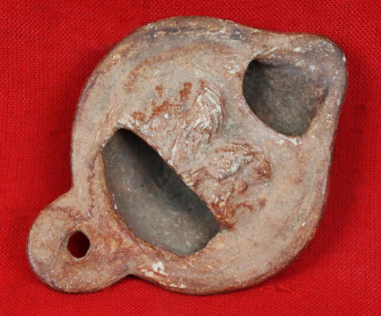 A Beautiful, Impressed Twin Head Profile Roman Oil lamp 1st to 2nd Century, Imperial Roman Province Period. From the Time of Pontus Pilate & King Herod, to The Eruptions of Pompeii