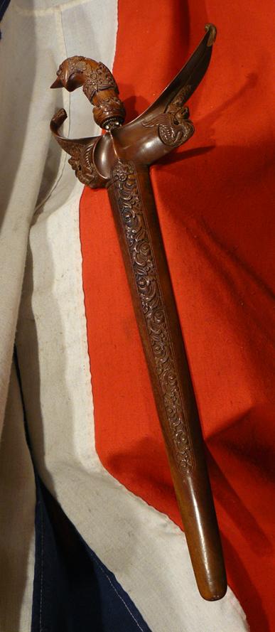 A Most Fabulous, Intricately Carved Keris Dagger With Watered Steel Blade