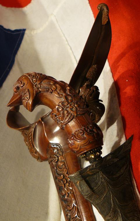 A Most Fabulous, Intricately Carved Keris Dagger With Watered Steel Blade