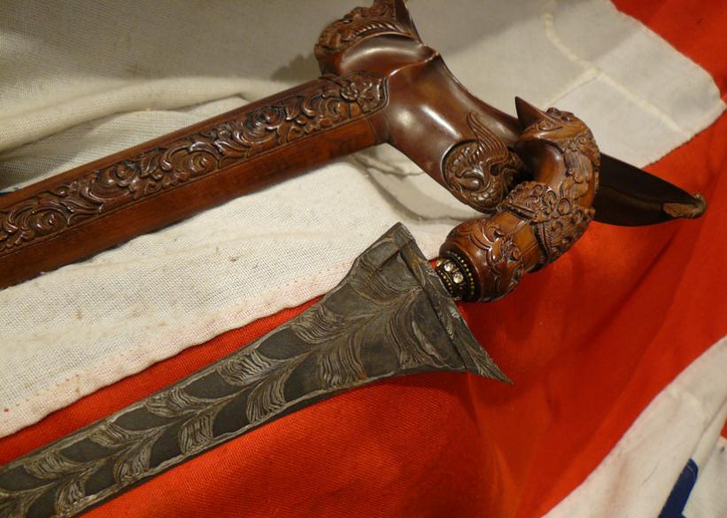 A Most Fabulous, Intricately Carved Keris Dagger With Watered Steel Blade