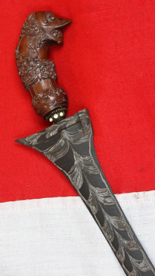 A Most Fabulous, Intricately Carved Keris Dagger With Watered Steel Blade