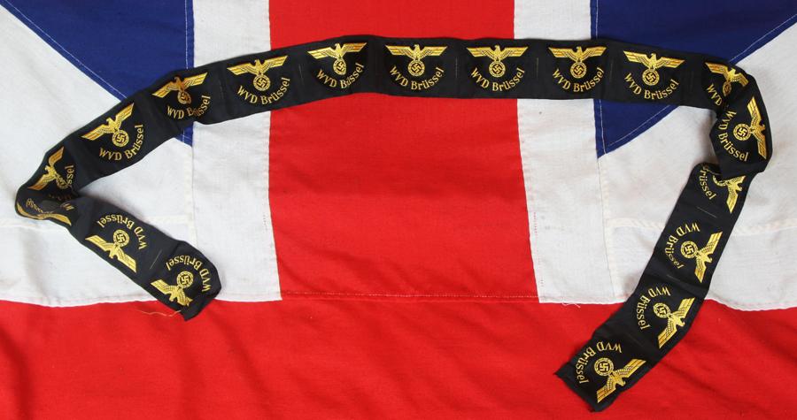 An Amazing & Most Rare Un-Issued Fully Intact Strip of 18 Third Reich Reichsbahn Ärmeladler – WVD BrusselsArm Badges of the German Railways Armed Forces Traffic Directorate (WVD), Brussels Division