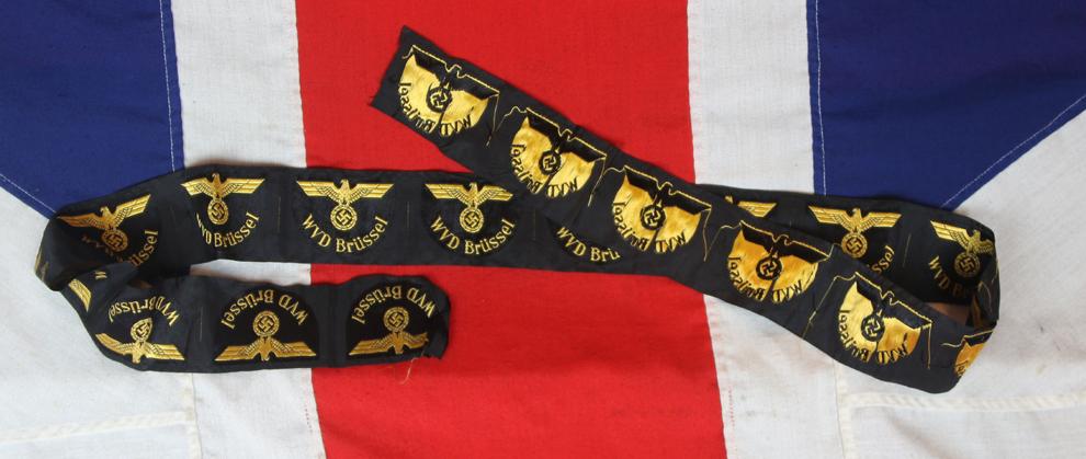 An Amazing & Most Rare Un-Issued Fully Intact Strip of 18 Third Reich Reichsbahn Ärmeladler – WVD BrusselsArm Badges of the German Railways Armed Forces Traffic Directorate (WVD), Brussels Division