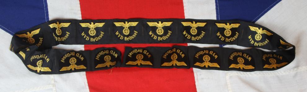 An Amazing & Most Rare Un-Issued Fully Intact Strip of 18 Third Reich Reichsbahn Ärmeladler – WVD BrusselsArm Badges of the German Railways Armed Forces Traffic Directorate (WVD), Brussels Division