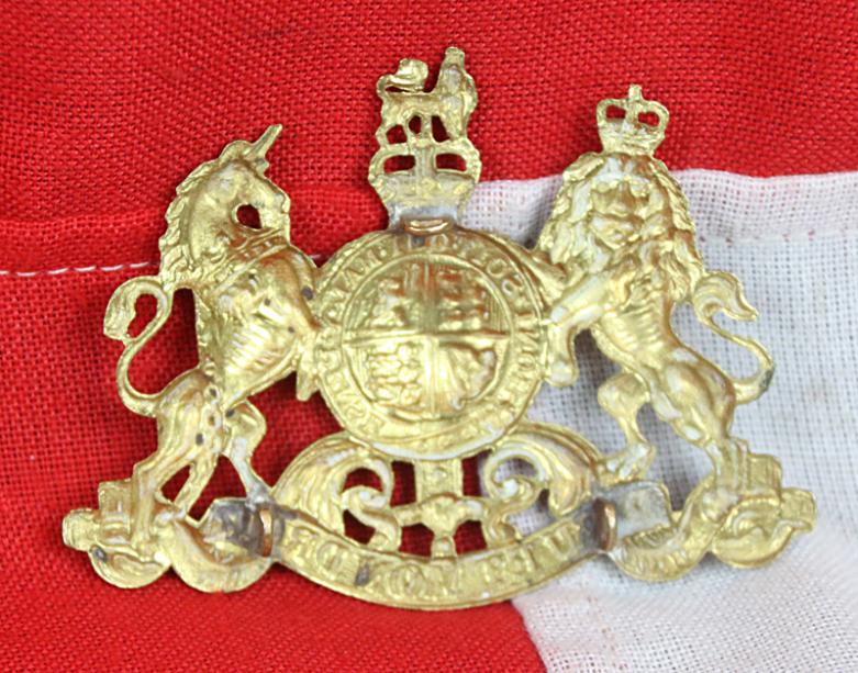 British Royal Crest General Service Helmet Plate in Gilt Brass