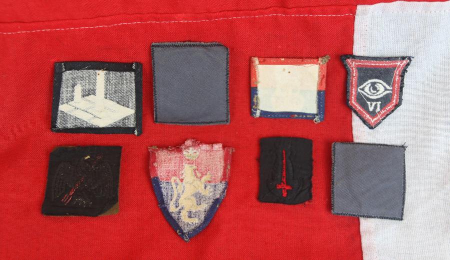 Original Uniform Removed 8 British Formation Badges 1939-1945 & King George VIth