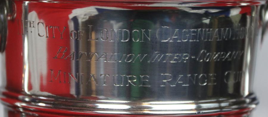 Original WW2 Home Guard Memorabilia The 11th City of London Home Guard Solid Silver Challenge Shooting Cup, & Gloss Black Lacquered Circular base with Two Presentation Shields, With Winners Selected As Snipers for Ultra Top Secret WW2 ‘Auxiliaries’