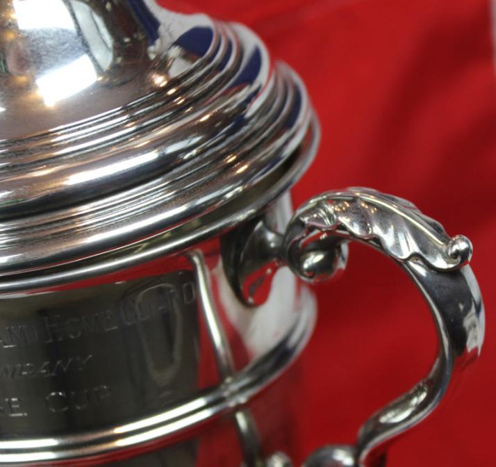 Original WW2 Home Guard Memorabilia The 11th City of London Home Guard Solid Silver Challenge Shooting Cup, & Gloss Black Lacquered Circular base with Two Presentation Shields, With Winners Selected As Snipers for Ultra Top Secret WW2 ‘Auxiliaries’
