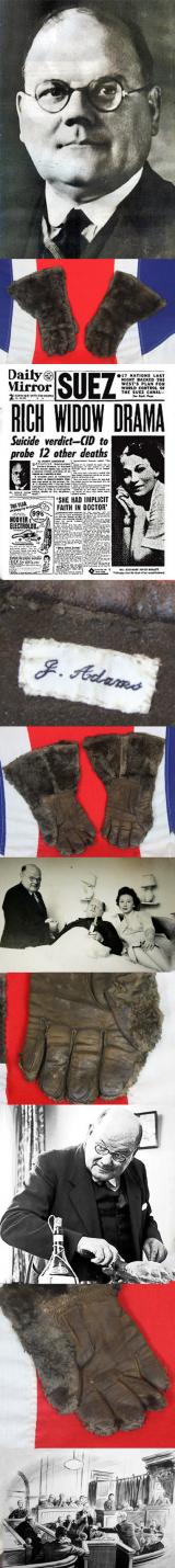 Extraordinary Original 'Black Museum' Exhibit, Sheepskin Driving Gloves of The Most Notorious Dr Adams, The Original “Dr Death”,Who Incredibly Escaped Conviction in England's Greatest Murder Trial, Suspected of Murdering Up to 162 Patients