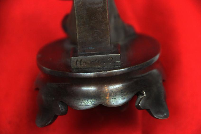 A Most Incredible and Intriguing European Art Deco Bronze Table Lamp, Decorated With the Subject of a Prisoner in an Ancient Chinese 'Cangue' Torture Device Beneath a Lamp