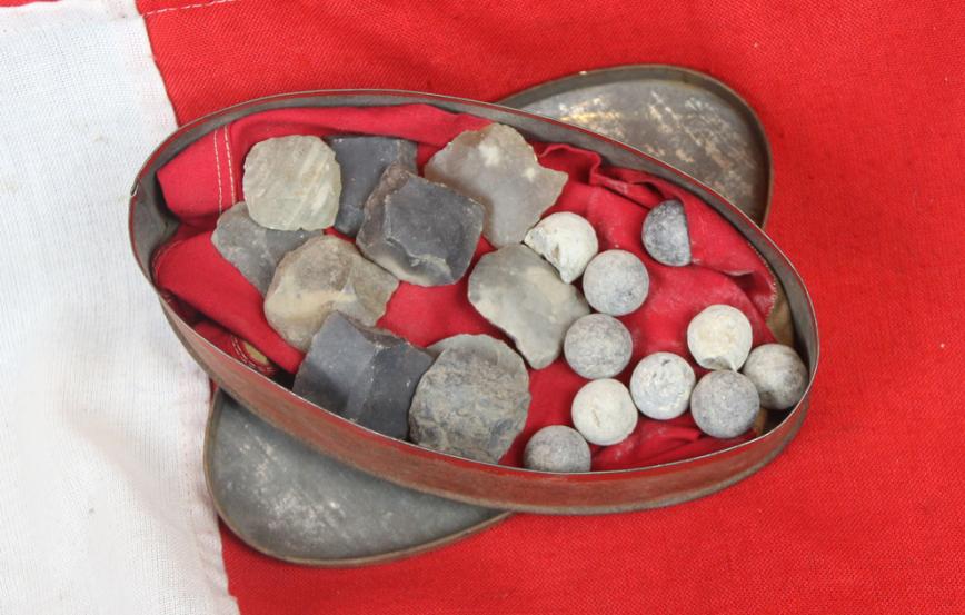 A ‘Special Offer’ Pair, A Single Fired Musket Ball & Single Musket Flint From The Waterloo Battlefield Site During the Construction of the Waterloo Mound in the 1820’s