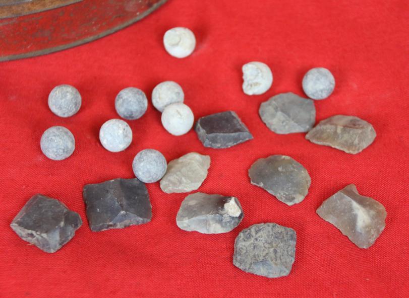 A ‘Special Offer’ Pair, A Single Fired Musket Ball & Single Musket Flint From The Waterloo Battlefield Site During the Construction of the Waterloo Mound in the 1820’s