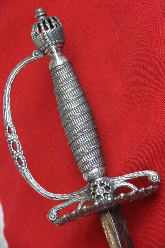 18th Century 1770's Hallmarked Silver Hilted American Revolutionary War Period Officer's Sword Used By Both American and British Officers. Made by William Kinman of London