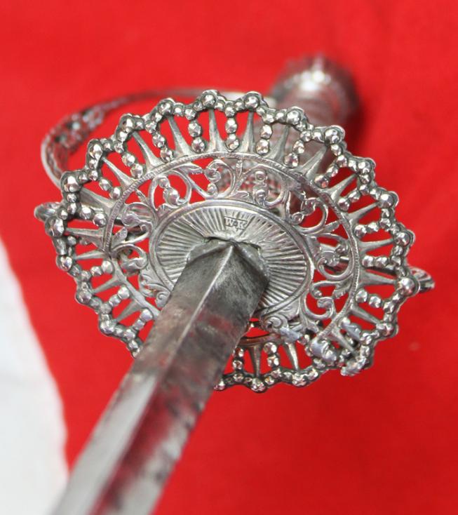 18th Century 1770's Hallmarked Silver Hilted American Revolutionary War Period Officer's Sword Used By Both American and British Officers. Made by William Kinman of London