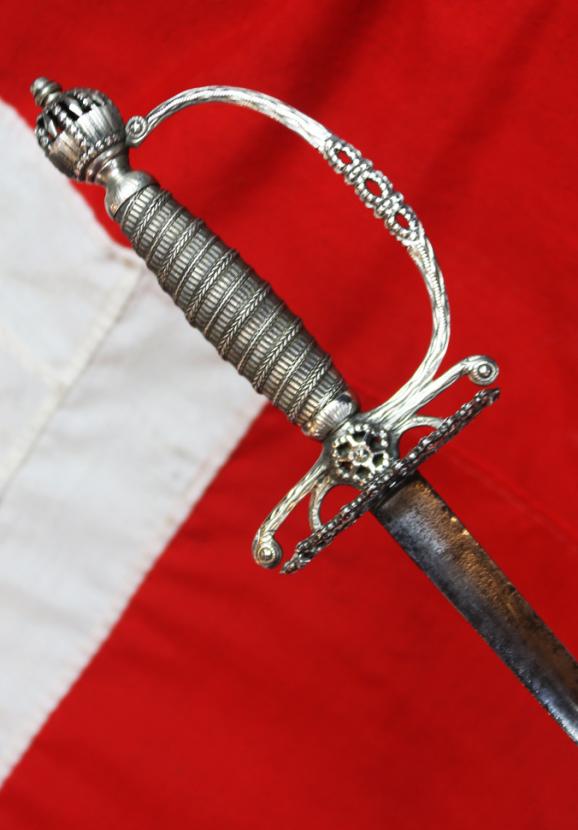 18th Century 1770's Hallmarked Silver Hilted American Revolutionary War Period Officer's Sword Used By Both American and British Officers. Made by William Kinman of London