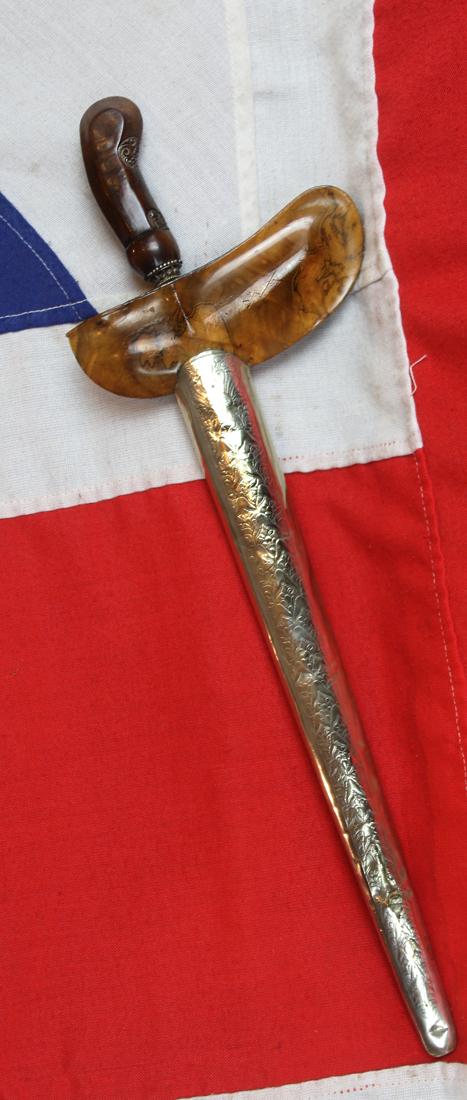 A Wonderful Antique Meteorite Steel Indonesian Kris with Engraved Royal Crown With a 'Diamond' Hilt Collar