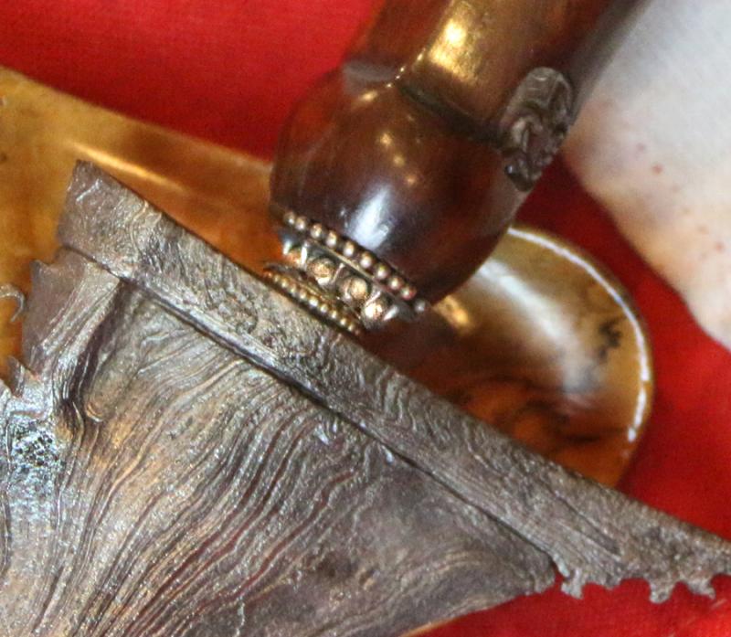 A Wonderful Antique Meteorite Steel Indonesian Kris with Engraved Royal Crown With a 'Diamond' Hilt Collar