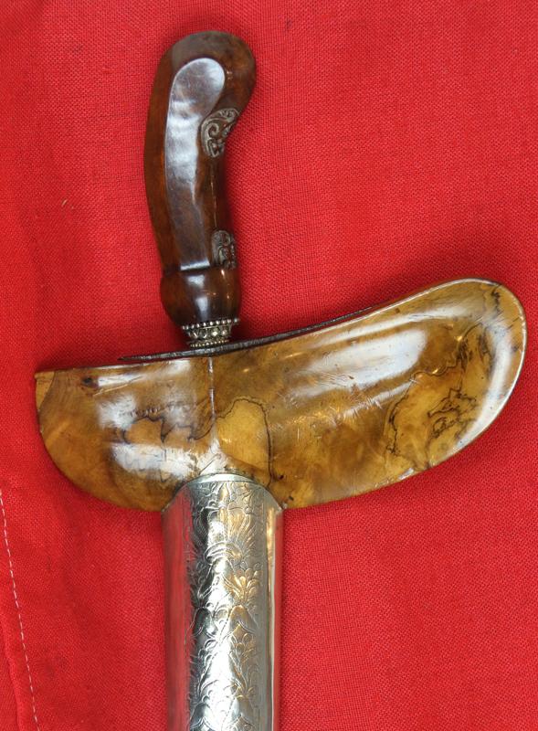 A Wonderful Antique Meteorite Steel Indonesian Kris with Engraved Royal Crown With a 'Diamond' Hilt Collar