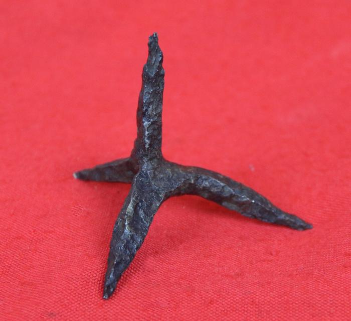 An Original Medieval Caltrop 13th-15th Century, Recovered From the Battle Site of Agincourt. Known to The Ancient Romans As A Tribulus. One of The Oldest Forms of Incredibly Effective Combined Offensive & Defensive Strategies of War