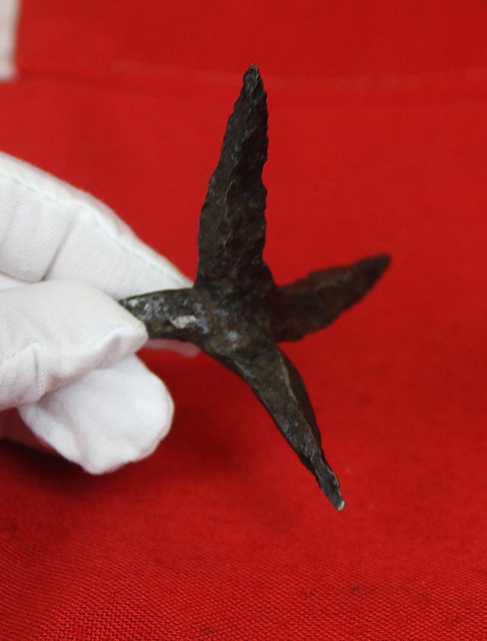 An Original Medieval Caltrop 13th-15th Century, Recovered From the Battle Site of Agincourt. Known to The Ancient Romans As A Tribulus. One of The Oldest Forms of Incredibly Effective Combined Offensive & Defensive Strategies of War