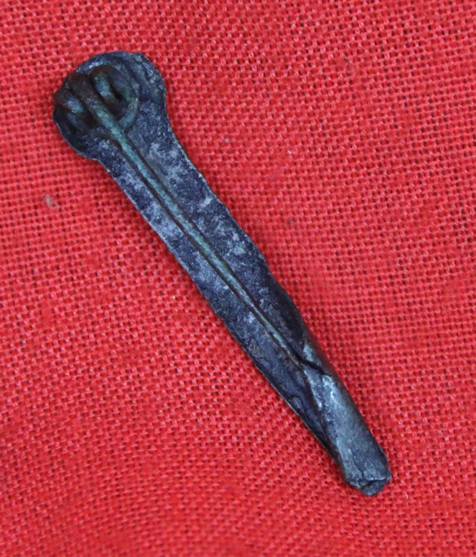 Original Ancient Roman ‘Cross-bow” Fibula Bronze Toga Pin Military Issue, Fine Piece For Higher Ranking Figures in the Legion, Such As a Centurion or Tribune. Bow Fibula with a Folded Spring Hinge, Early Imperial - Beginning of Anno Domini 2nd Century.