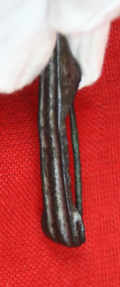 Original Ancient Roman ‘Cross-bow” Fibula Bronze Toga Pin Military Issue, Fine Piece For Higher Ranking Figures in the Legion, Such As a Centurion or Tribune. Bow Fibula with a Folded Spring Hinge, Early Imperial - Beginning of Anno Domini 2nd Century.
