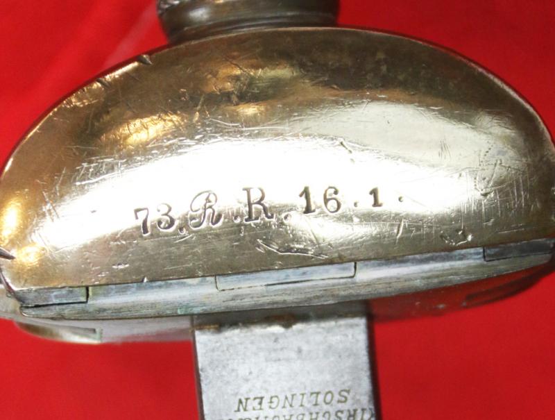 WW1 Imperial German Officer's sword 73rd Reserve Regiment. Company 16 Sword 1