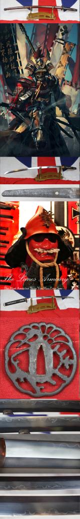 A Fine Shinto Samurai Katana Signed By Mino Swordsmith, Nodagoro Fujiwara Kanesada Circa 1720 Around 300 Years Old, With a Horai-zu Style Tsuba