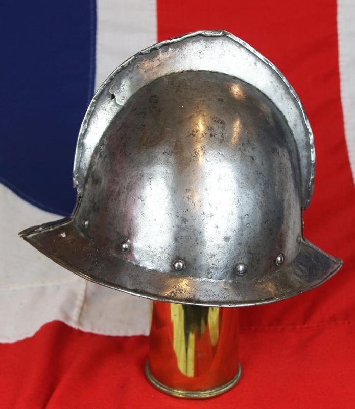 A Most Scarce, Original, Early 17th Century English Civil War Infantry Musketeer's or Pikeman's Comb Morion Helmet