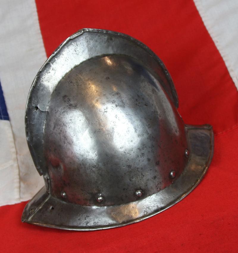 A Most Scarce, Original, Early 17th Century English Civil War Infantry Musketeer's or Pikeman's Comb Morion Helmet
