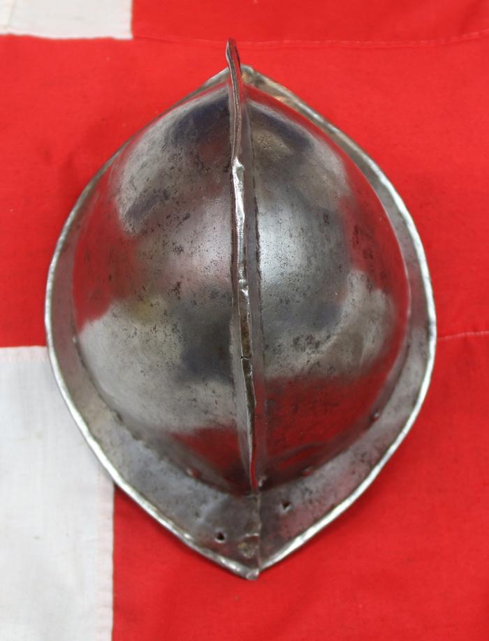 A Most Scarce, Original, Early 17th Century English Civil War Infantry Musketeer's or Pikeman's Comb Morion Helmet