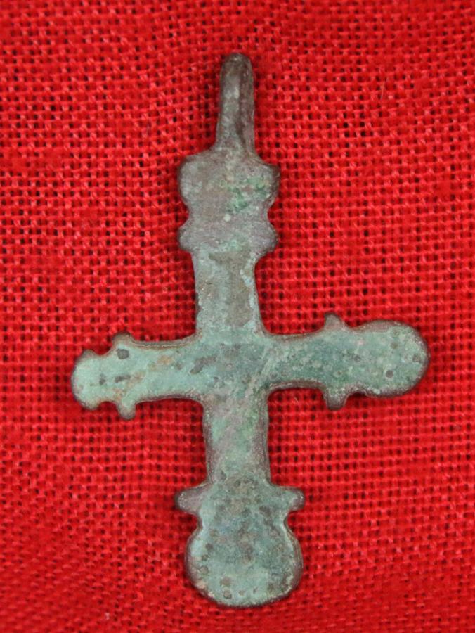 Original Viking Cross Pendant, Worn in the Viking Lands of Grand Prince Oleg and Vladimir the Great Period, A Christian Cross Pendant in Bronze