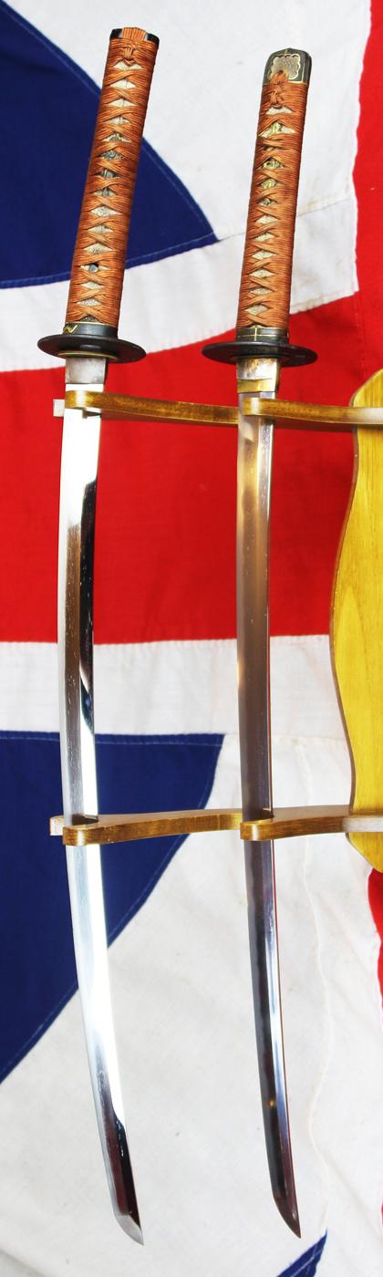 Beautiful, Koto, Samurai's Paired Swords Daisho, 425-525 Years Old. Katana and Chisa Katana. Edo Period Koshirae, Ume 'Maeda' 前田氏 Clan Mon Tsubas, 'Pine Needle' & Urushi Lacquer Sayas. The Maeda Clan, Lords of Kaga, One of the Most Powerful in Japa